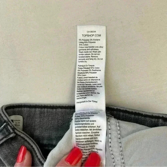 Topshop Jamie High  Rise Skinny Jeans Jagged Hem Cropped Ankle Grey Size 26 - Picture 11 of 15